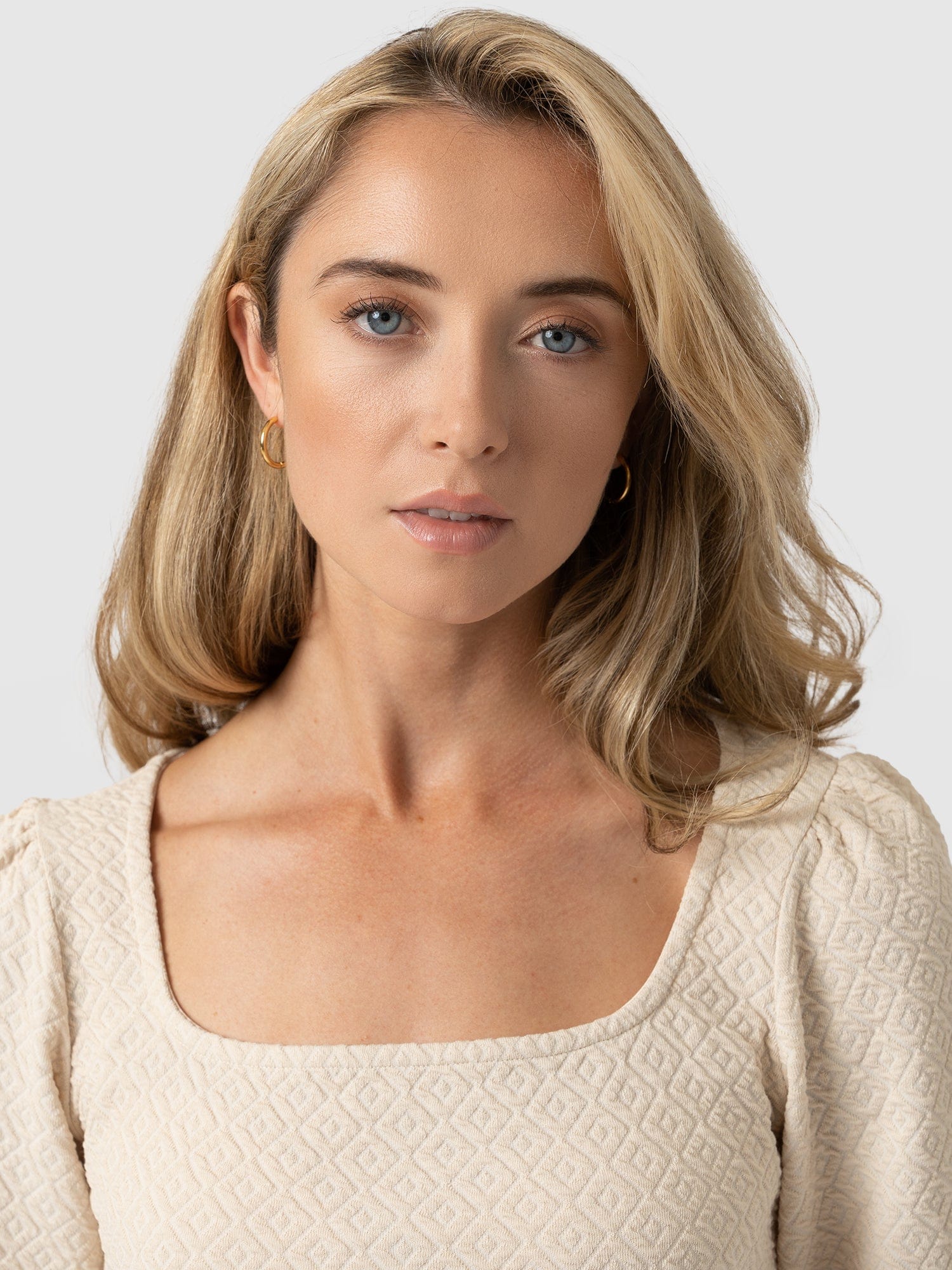 Olivia Puff Sleeve Tee - Beige